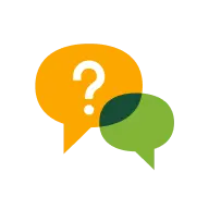 Illustrated question and answer bubbles